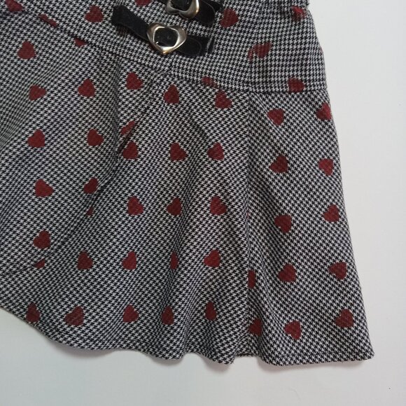 Samara Size 5 Girls Skirt Houndstooth Red Heart Black White - Picture 2 of 9
